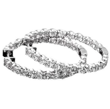 2.50 CT Inside/Outside Round Diamond Hoops in 14k White or Yellow Gold